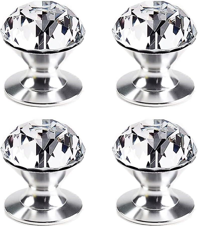 4pcs Crystal Self Adhesive Knobs Aluminum Self Adhesive Knob Pull Handle Self Adhesive Handle Removable Replacement Knob