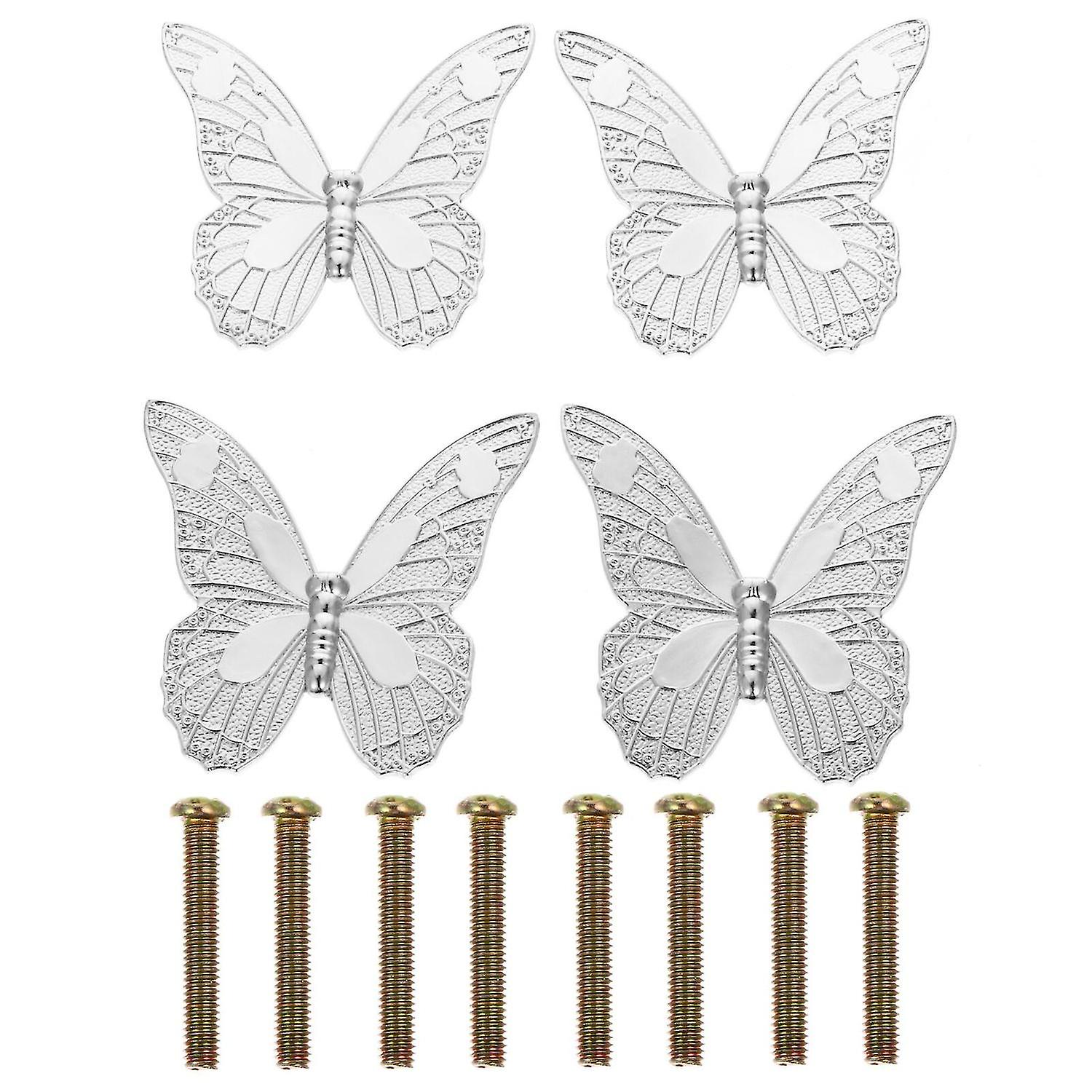 4pcs Vintage Butterflies Cupboard Door Knobs Antique Drawer Pulls Handle Knobs