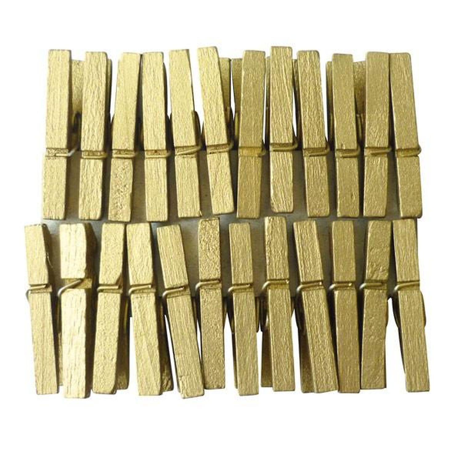 48 mini golden clothespins 3 cm