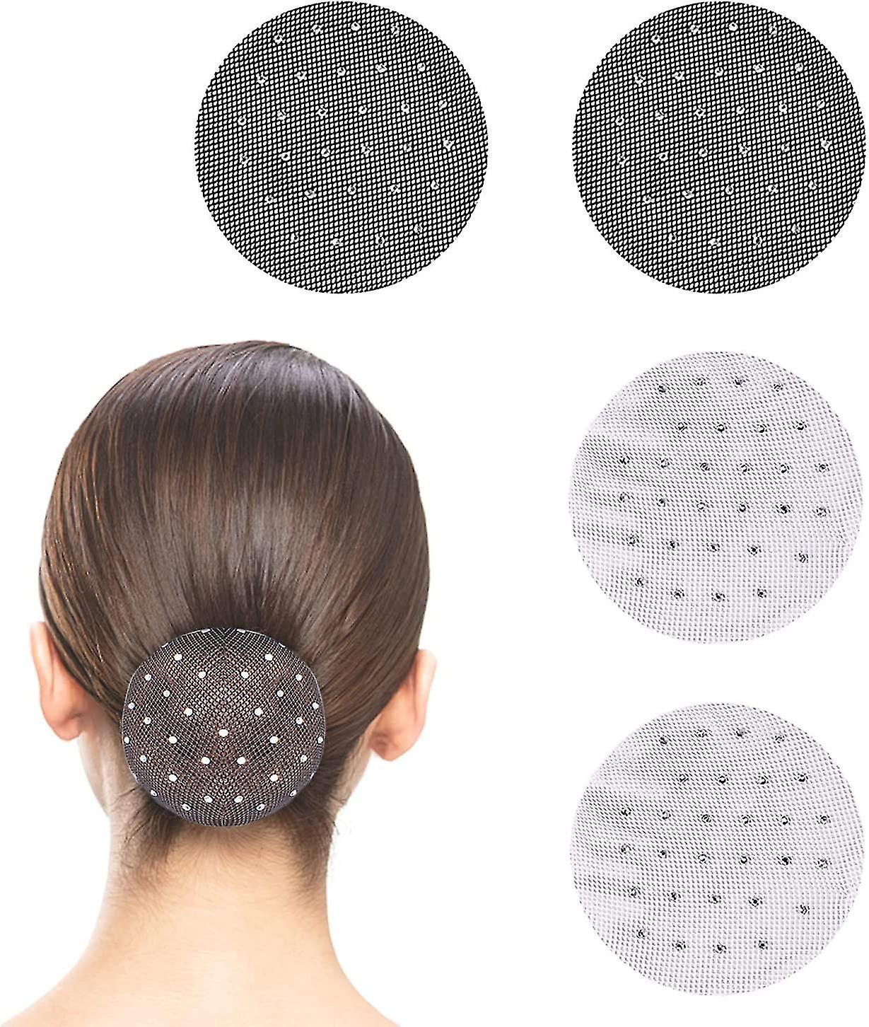 4 Pack Elastic Hair Nets, Invisible Hair Net, Bun Cover Elastic Edge Mesh, Women