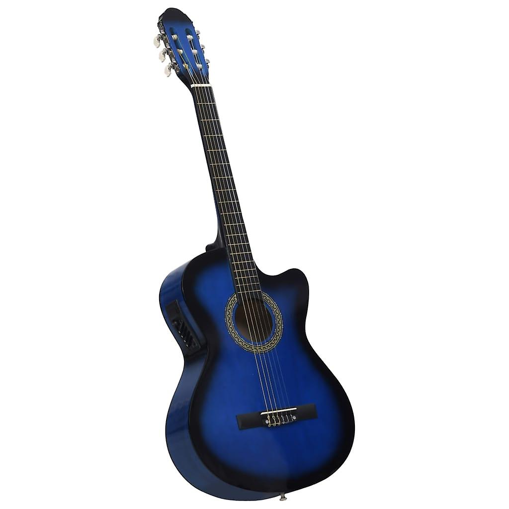 Gitara westernowa z wycięciem, korektorem i 6 strunami, niebieska, SKU: 70140