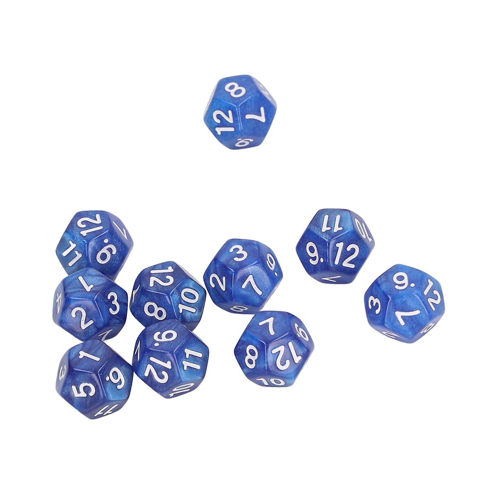 40pcs Polyhedral Dice Clear Numbers Waterproof Prevent Oxidation 12 Sided Dice Set for Game Teaching Blue 