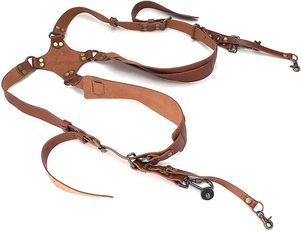 Camera Double Shoulder Harness Strap Leather Camera Strap Photography Accessories for DSLR SLR Camer