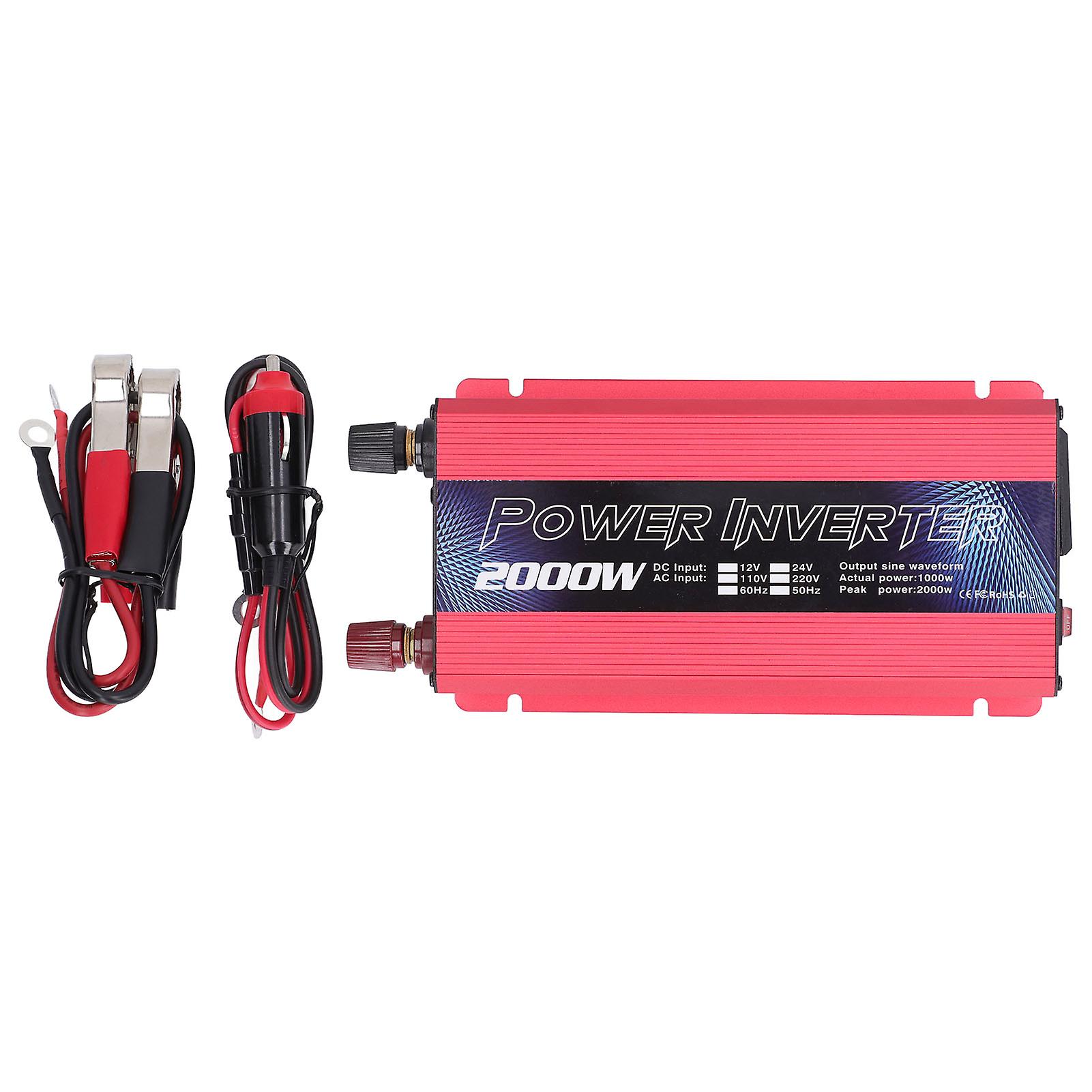 Car Power Inverter Solar Power Universal Aluminum Alloy Low Noise Modified Sine Wave Inverter for Multipurpose Charging 2000W