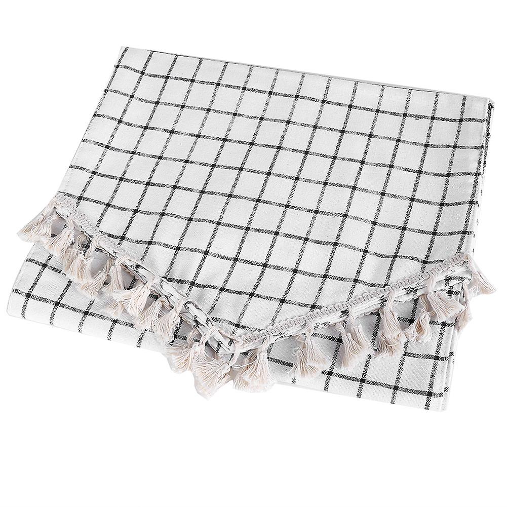 Cotton Linen Plaid Pattern Table Runner Cloth for Dinning Table Decoration (#1 12*55in)