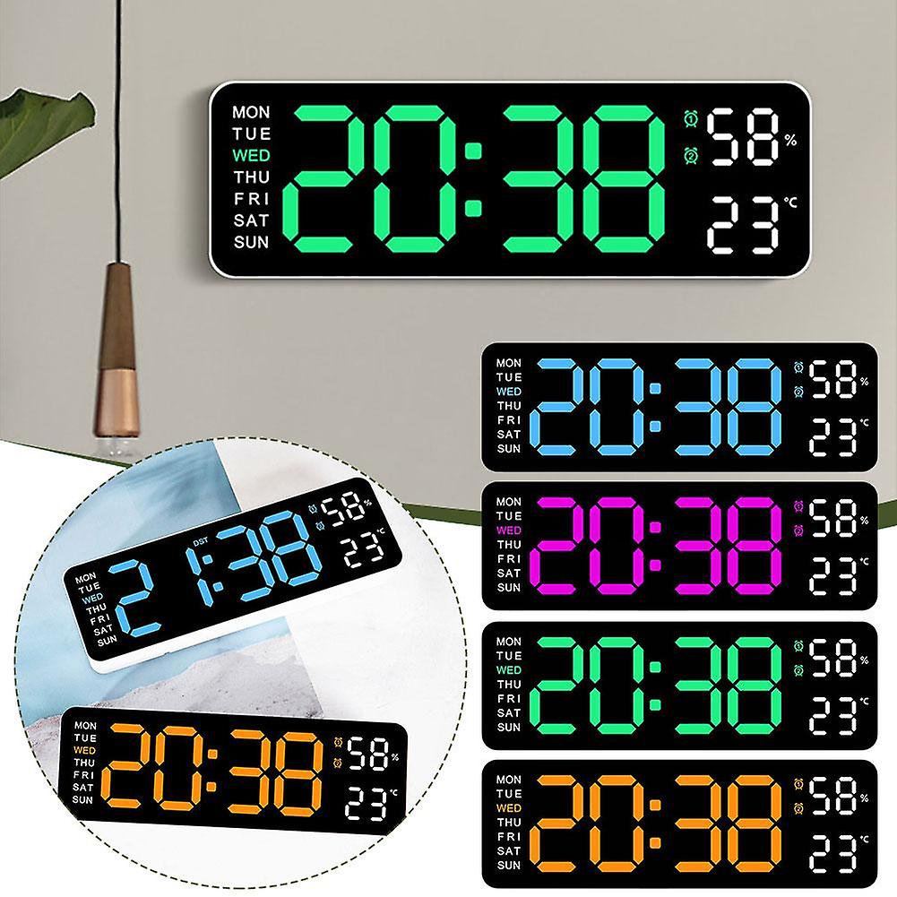 Med kalender dato temperatur LED stort display USB digital væg vækkeur