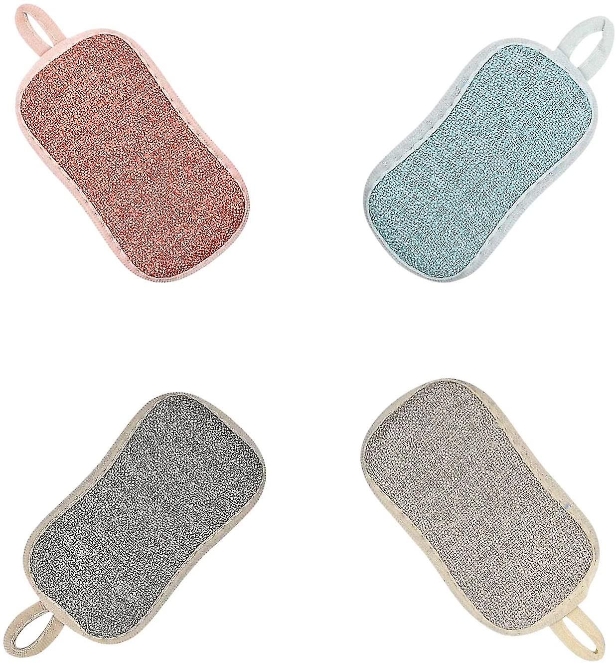 4 Pack Dishwashing Sponges,microfiber Sponge Scouring Pads,double Sponge