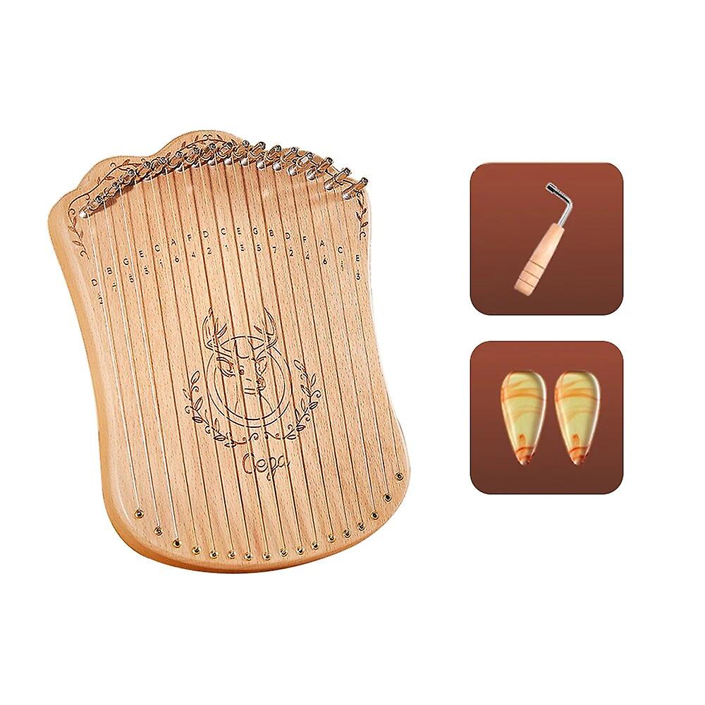 17 Lyre Portable Solid Beech Wood Harp String Musical Instrument With Tuning Wrench Picks For Beginners Kids Adults