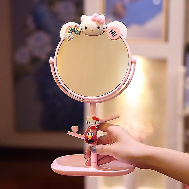 Cartoon Desktop Makeup Mirror Double Sided Desktop Princess Mirror Cute Girl Student Dressing Mirror With Storage Mirror