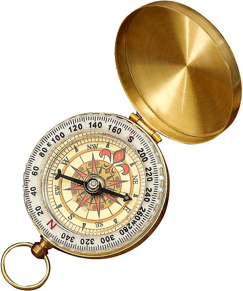 Compass for Navigation, Vintage Pocket Compass with Luminous Function, Waterproof Military Compass