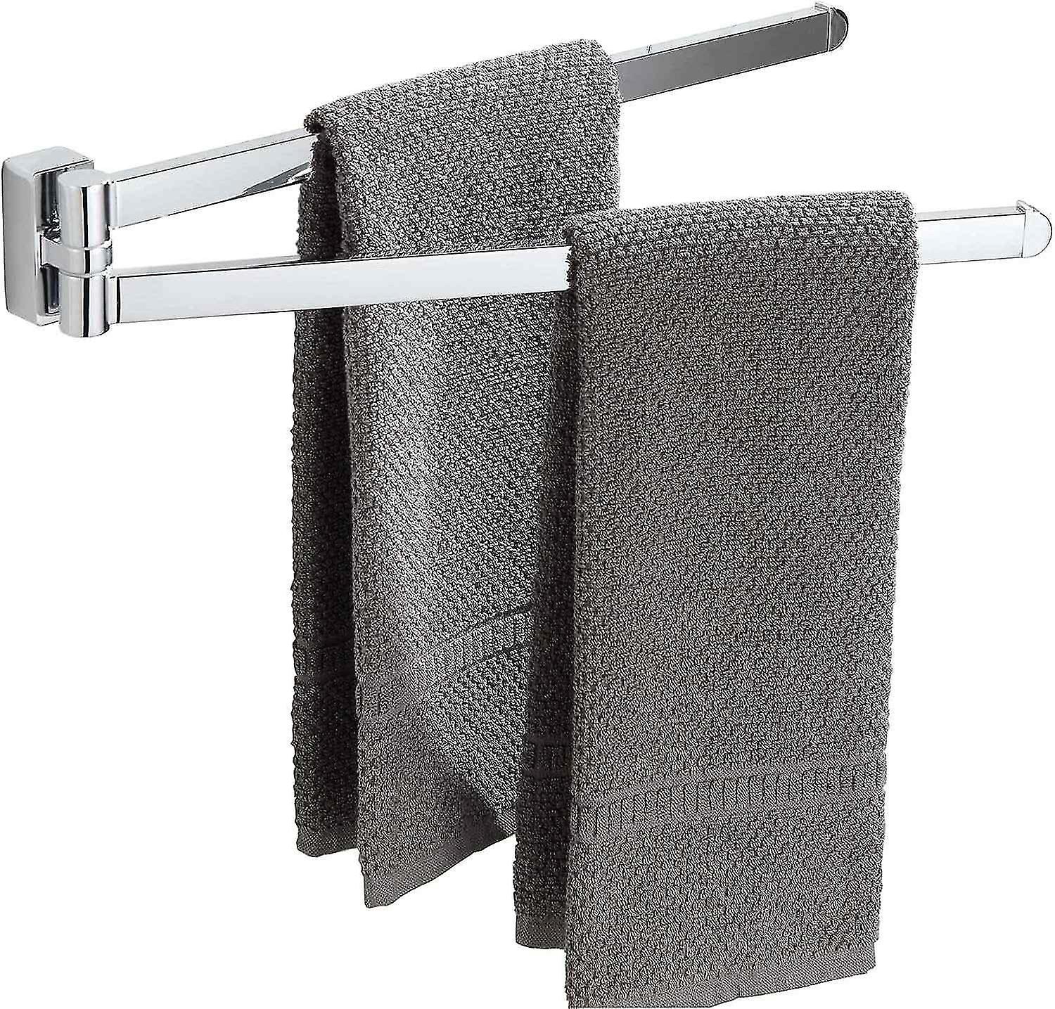 Stainless Steel Chrome Swivel Towel Rack with 2 Swivel Bars(Silver Color)