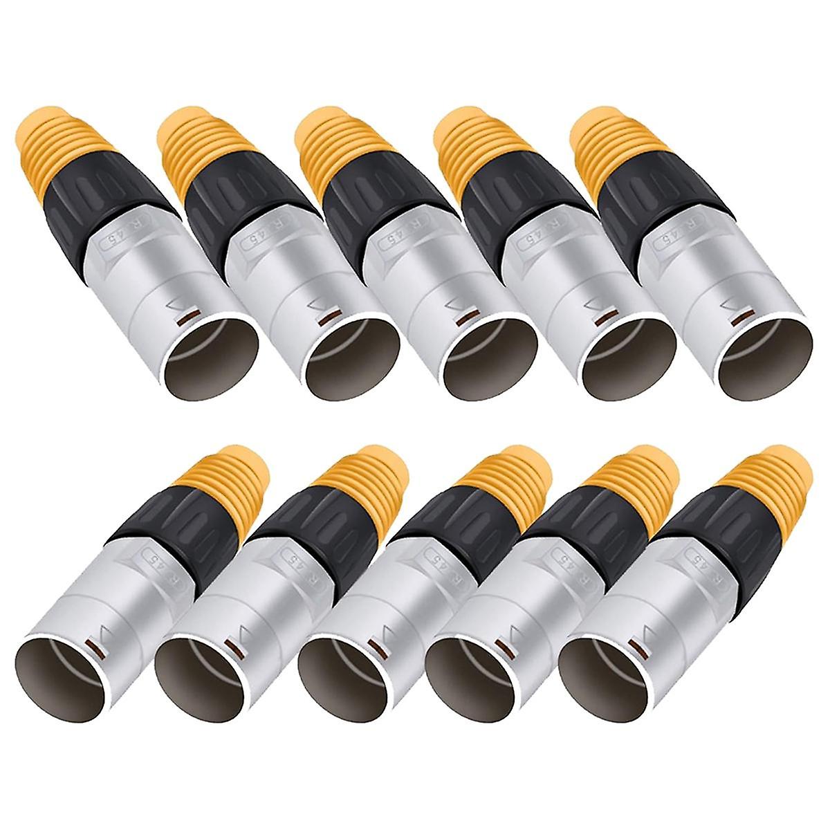 10PCS RJ45 Waterproof Panel Connector, Cat5e Ethernet Socket, Metal Ethernet Cable Connector for In
