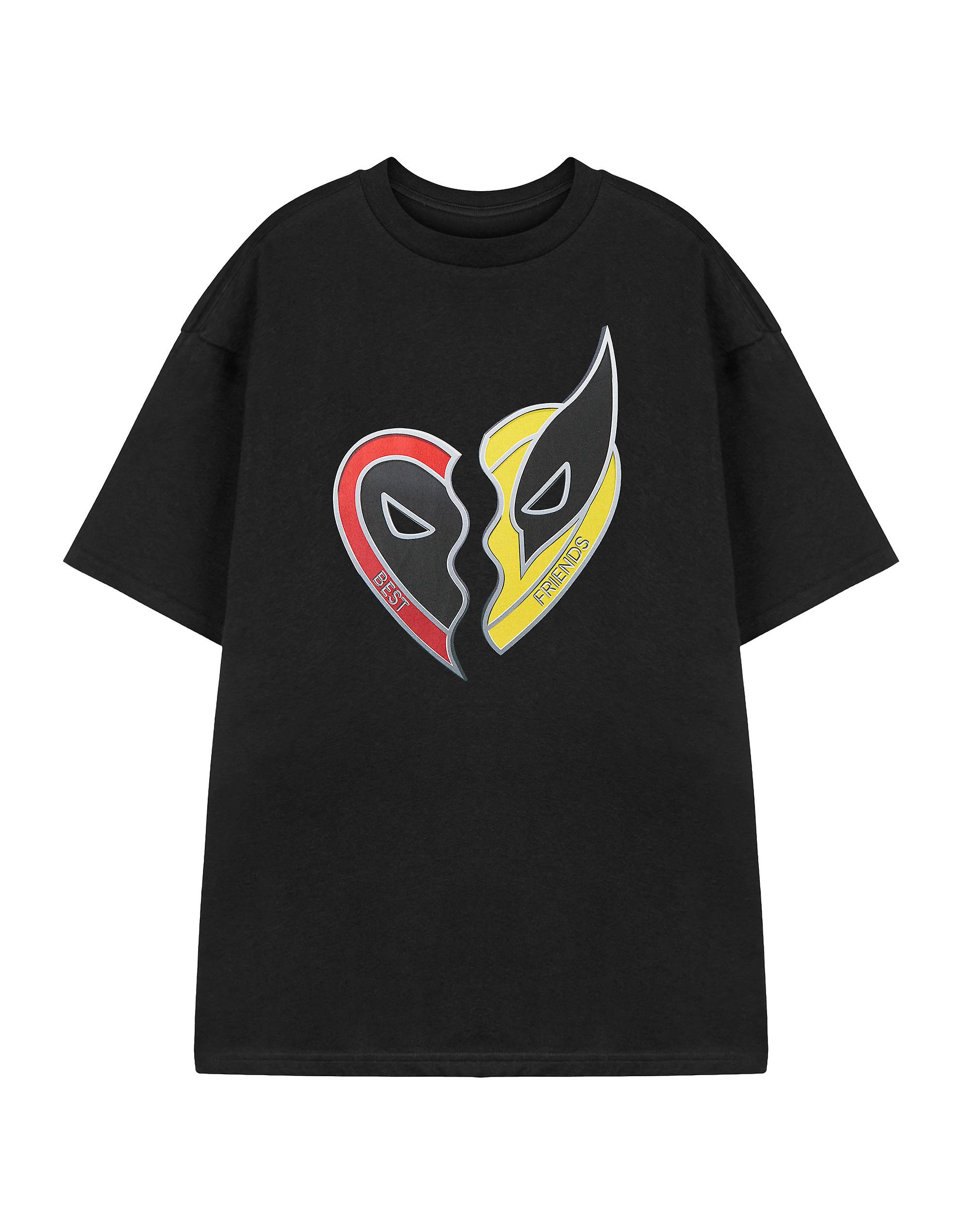 Marvel x Deadpool男士短袖T恤黑色死侍和金刚狼