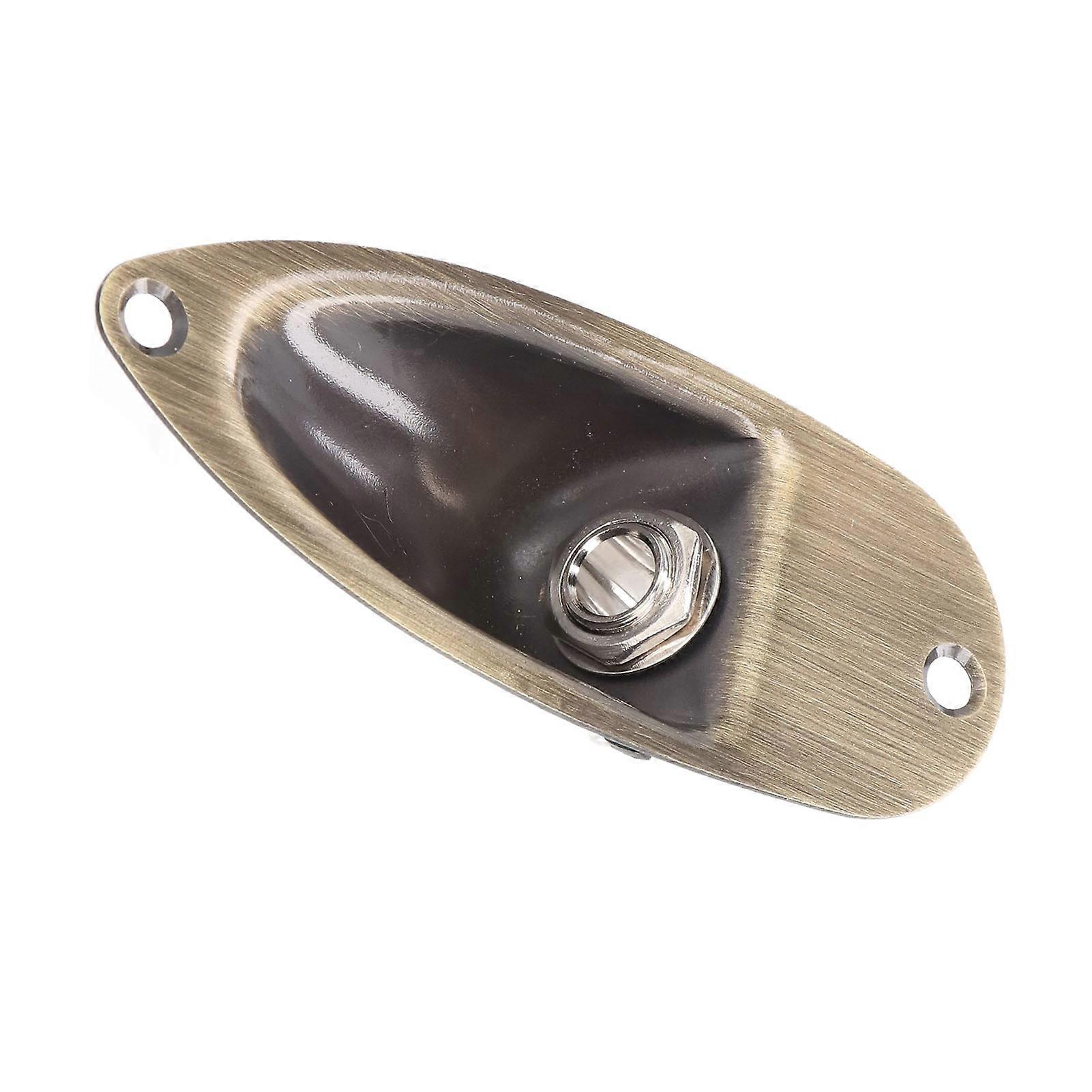 Guitar Input Output Jack Socket Plate Boat Style Electric Guitar Replacement Parts Bronze Color 6.35mm GT46 Black Plughole 