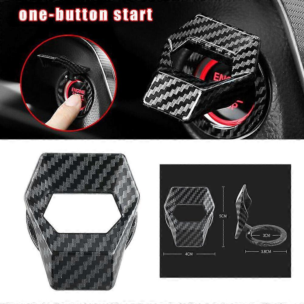 bon Fiber Car Key Systems Key blade  Engine Start Stop Push Button Switch Cover Trim Decorative Accessories Push Button Sticky Cover  Styling