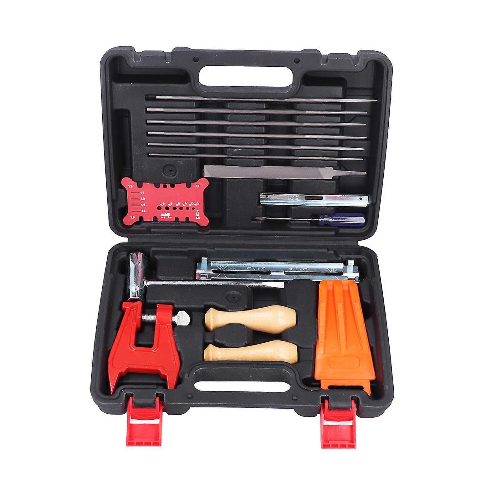 16PCS Chainsaw Chain Sharpening Kit Flat Round Files Handles Felling Wedge Set NO.2107