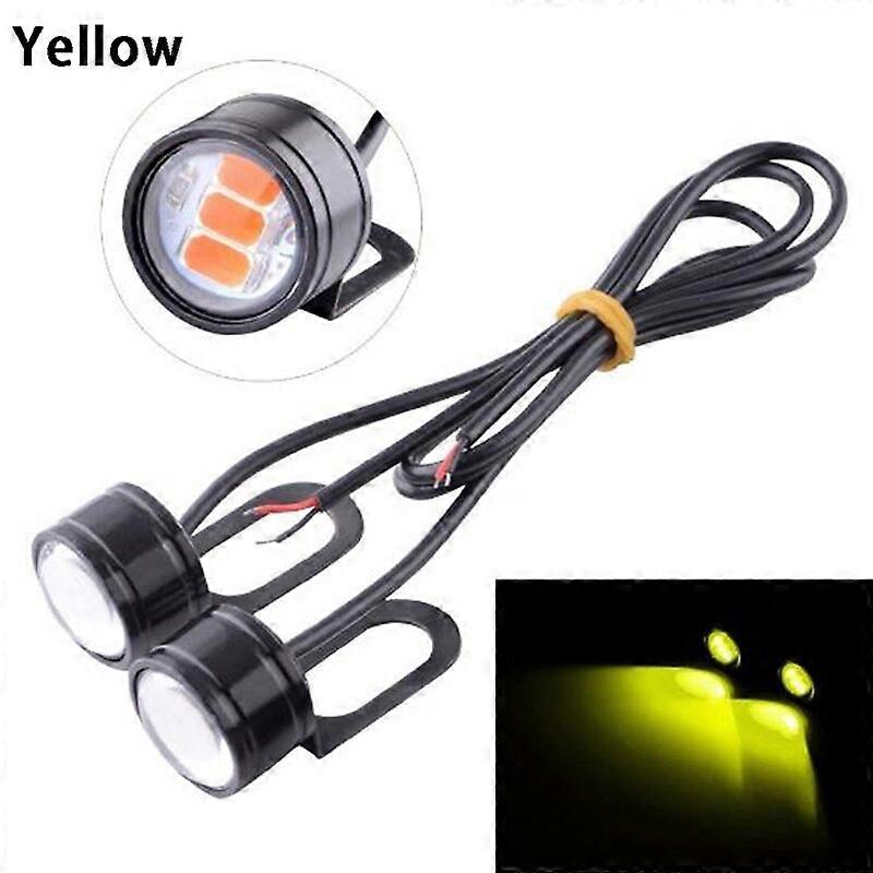 2Pcs 12V Motorcycle Rearview Mirror Decor Eagle Eye 3 LED Conatant Bright