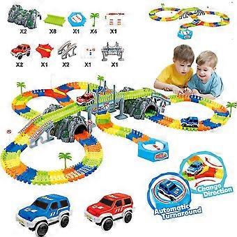 Race Track Toy Motif Electric Car Set With Led Light Flexible Rail