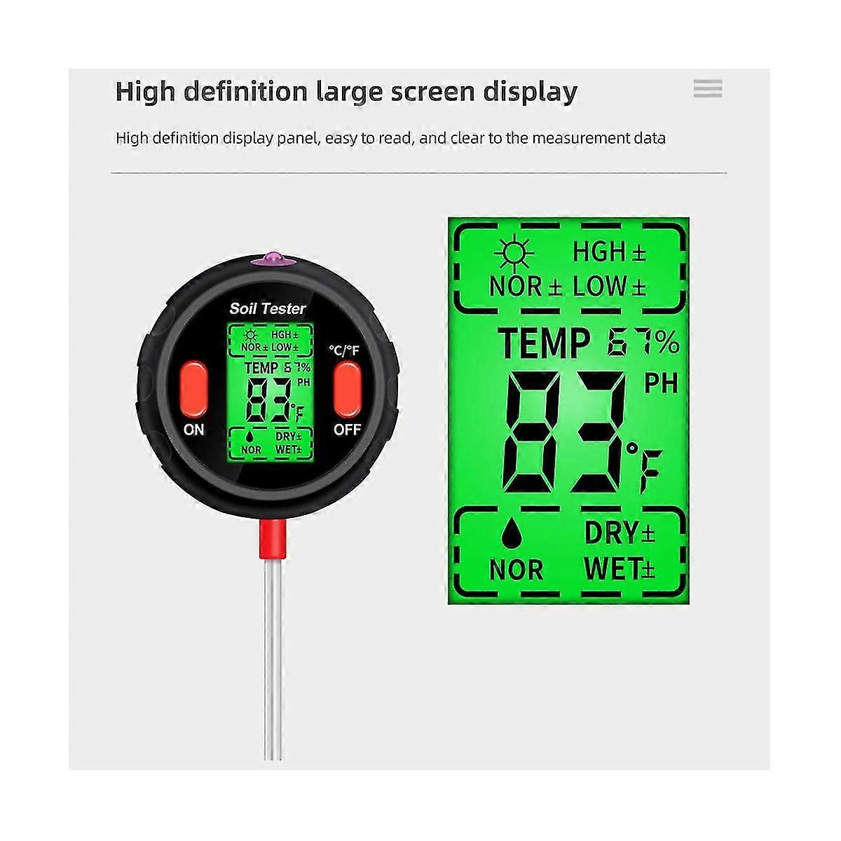 5 In 1 Soil Ph Meter Humidity Moisture Light Temp Soil Acidity Tester Moisture Sensor For Plants Fl