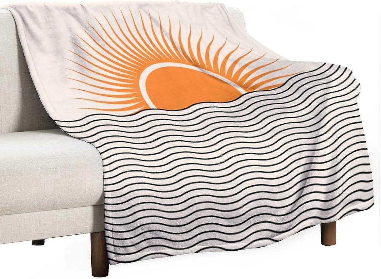 مجردة غروب الشمس رمي بطانية ، بوهو منتصف القرن الهندسي الحد الأدنى الجمالية موجة شروق الشمس بطانيات دافئة ناعمة لمكتب أريكة غرفة نوم الأريكة ، 30 × 40 بوصة