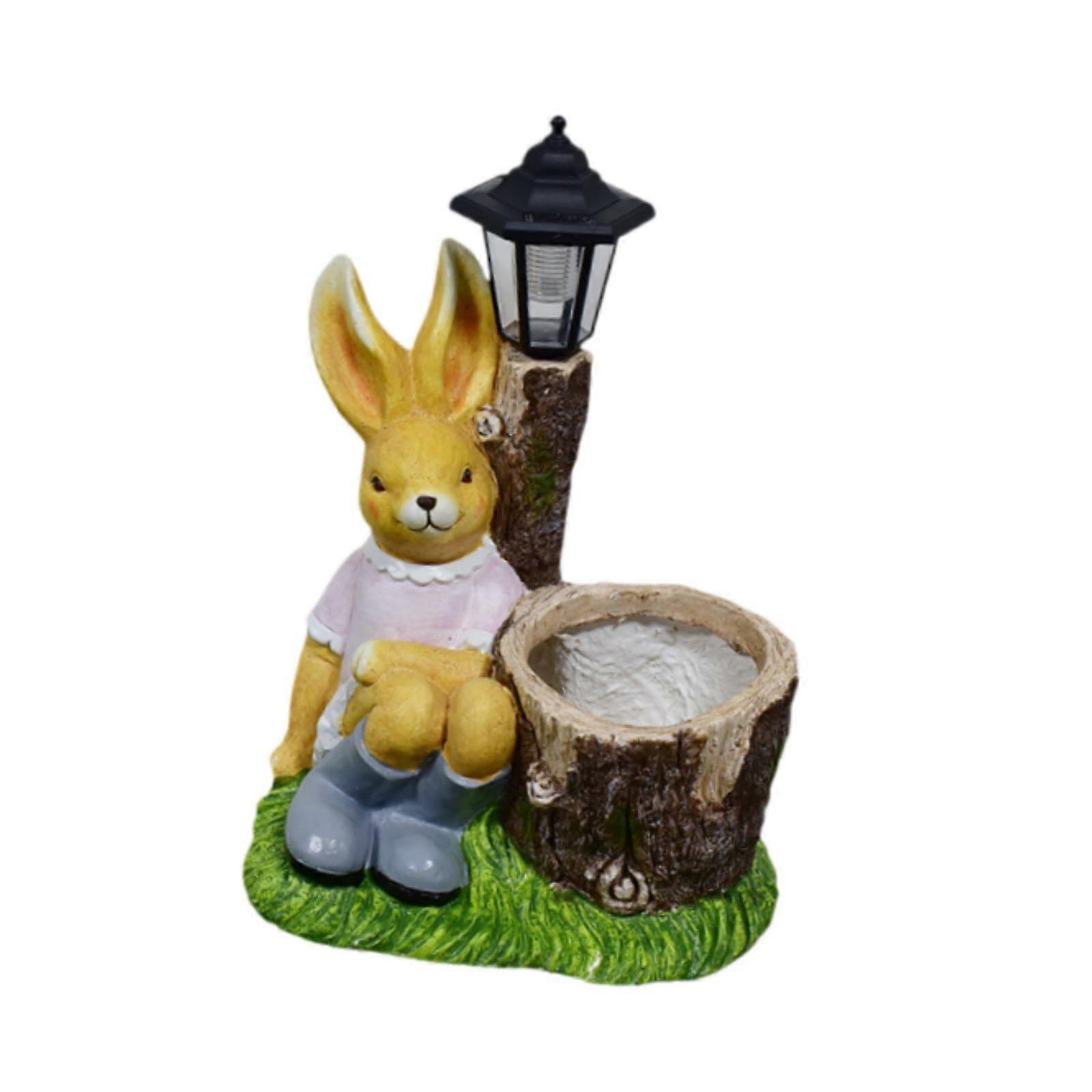 Figurine de lapin lumière à énergie solaire réaliste mignon polyvalent de jardin statue Style A