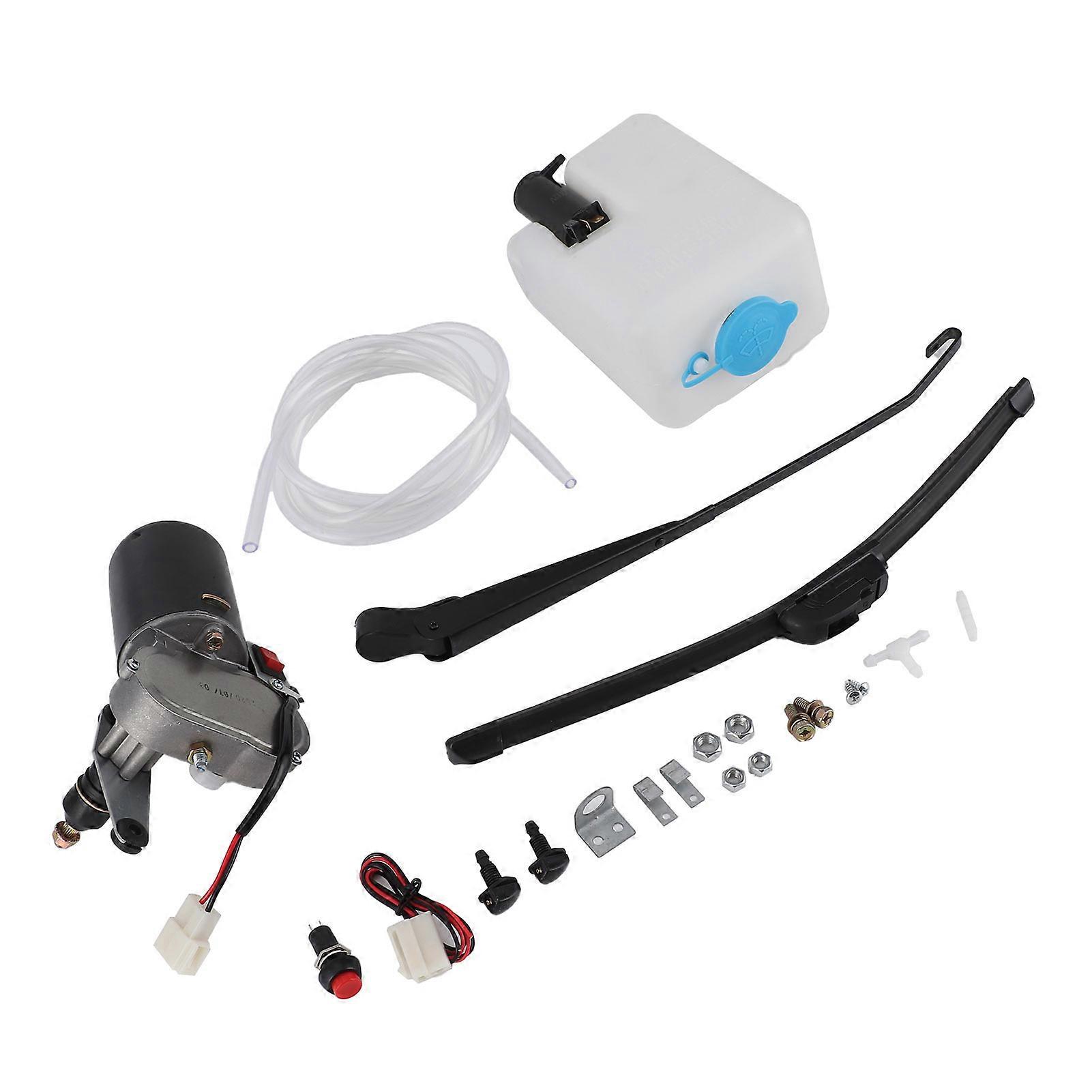 Electric Windshield Wiper Assembly Kit Motor Blade Arm Water Spout Pot Hose for UTV ATV