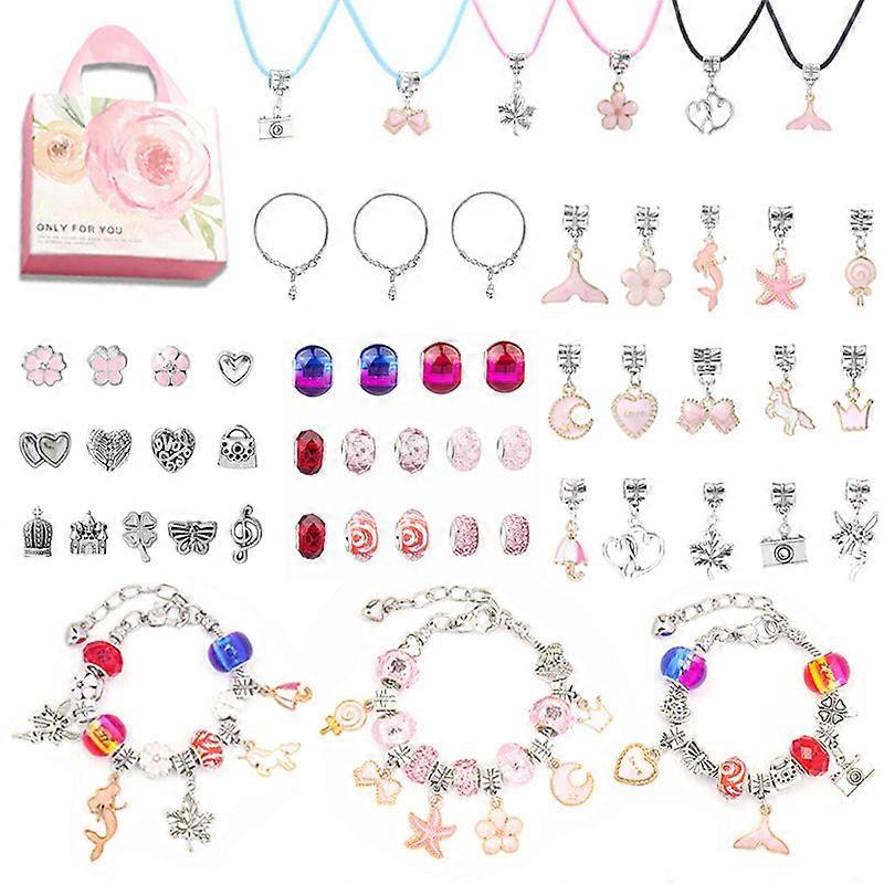 女の子のための面白いクリスマスプレゼントクリスタルラブピンクDIYブレスレットセット