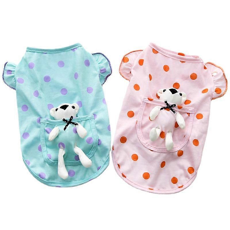 ملابس الأليفة القط لطيف الجيب الدب الأبيض البولكا الربيع والصيف ولوازم الخريف