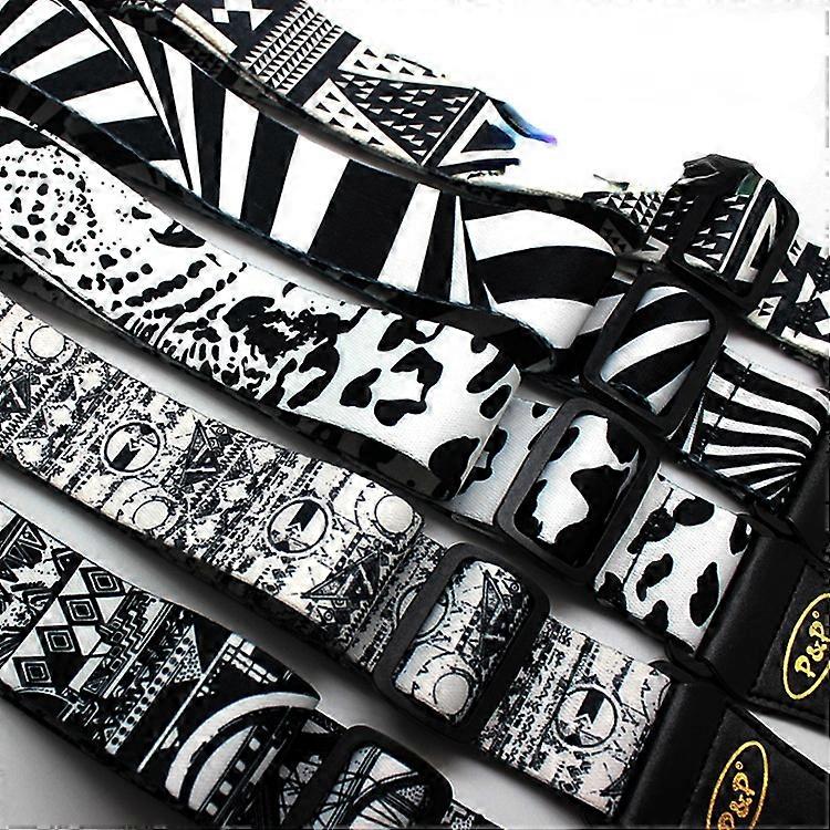 Trykt Super Tykk Super Soft Svart Hvit Termisk Overføring Folk Elektrisk Gitar Stropp