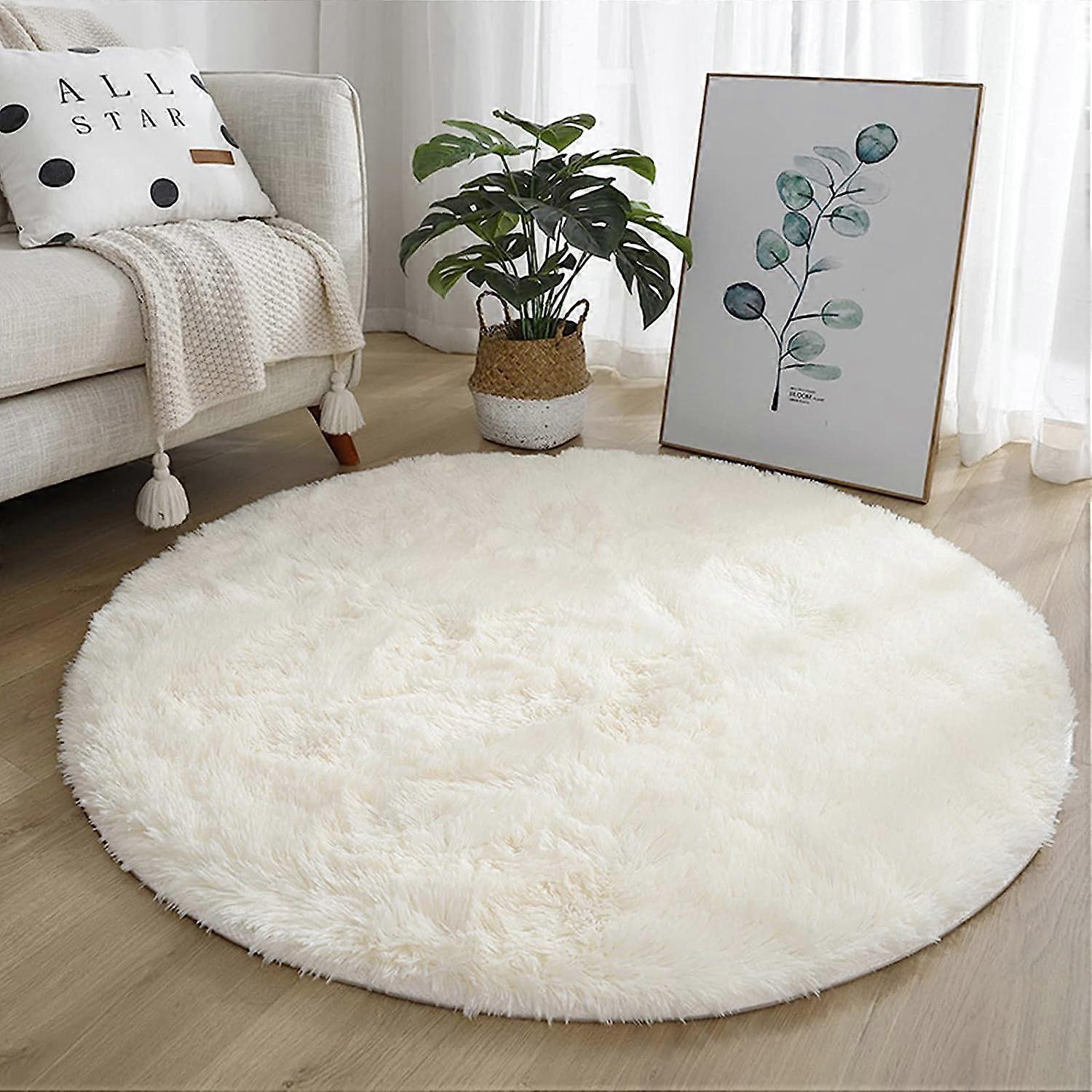 Carpet, artificial wool, Round, 170x170cm, White
