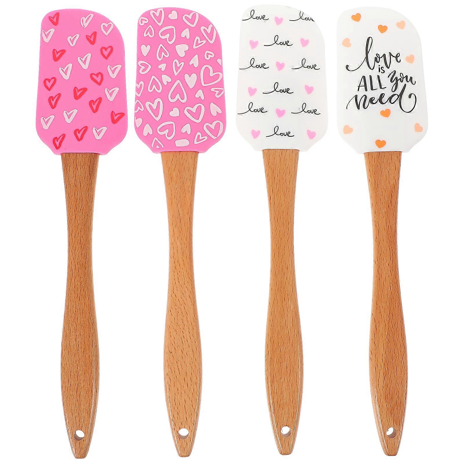 4pcs Silicone Spatula Set Baking Spatula Valentine Themed Cake Spatula Silicone Spatulas