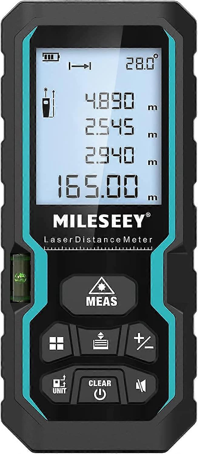 Digital Laser Distance Meter - Mileseey 50M/165Ft - Electronic Level - Pythagorean Measure - LCD Backlight