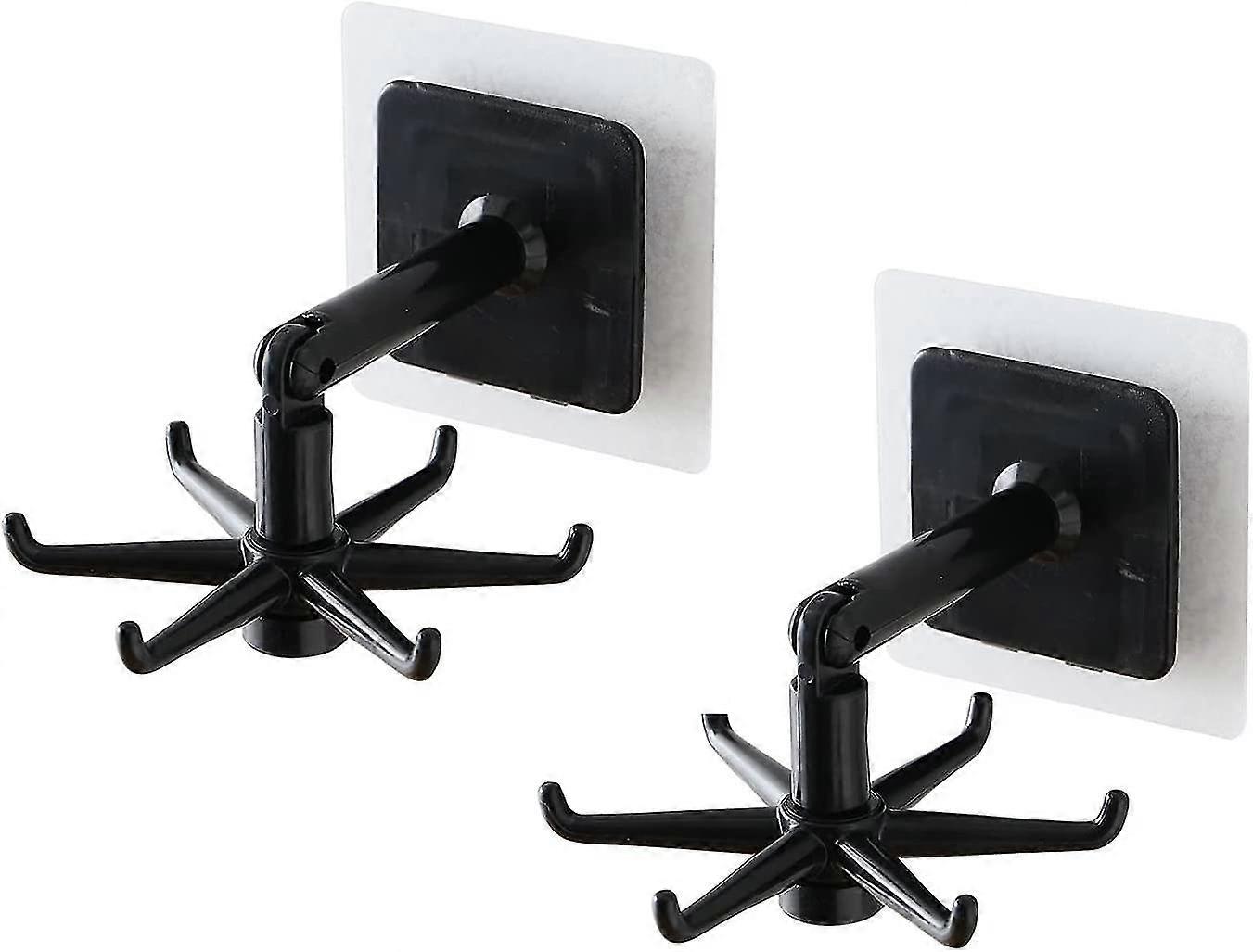 2 Pcs Kitchen Utensil Holder Hook Self-adhesive (black)