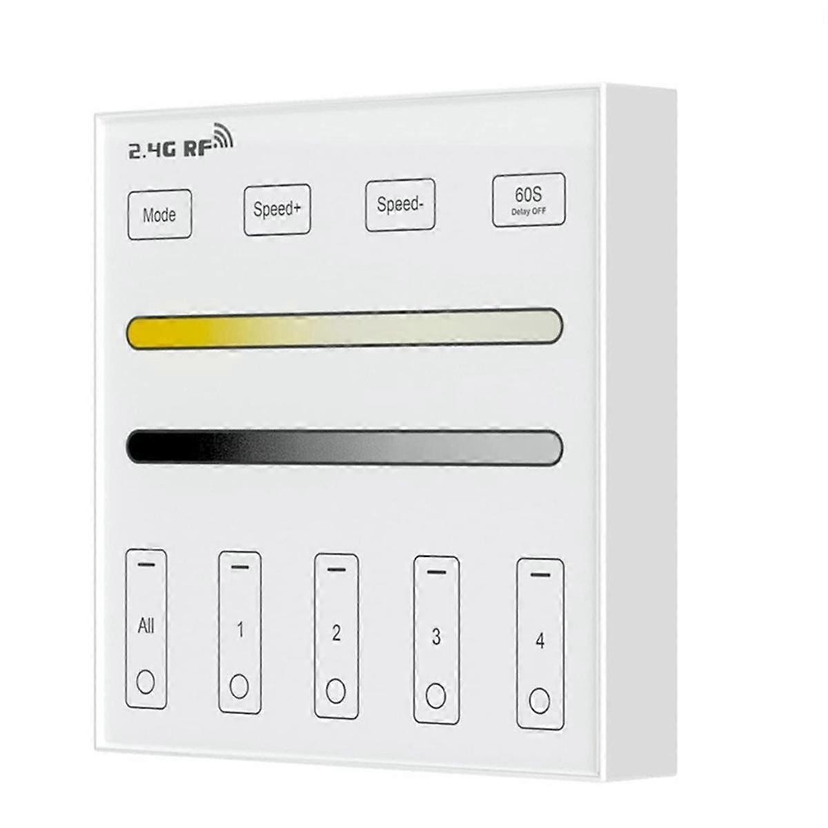 2.4G RF 4 Zone 86 Panel /CCT Smart LED Controller Dual Color Temperature Touch Controller for LED L
