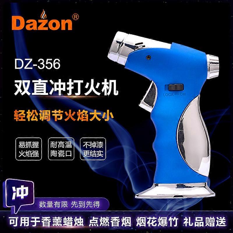 Customized Multi-Functional Blue Flame Four Torch Lighter Cigar Cigarette Lighter Windproof Inflatable Hand-Held Spray Gun Igniter