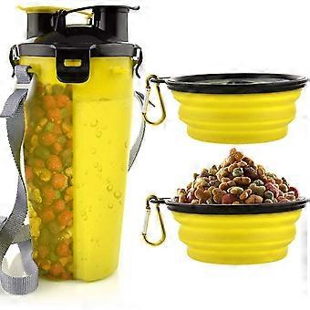 Portable Pet vannflasker og Reise Mat Containersyellow