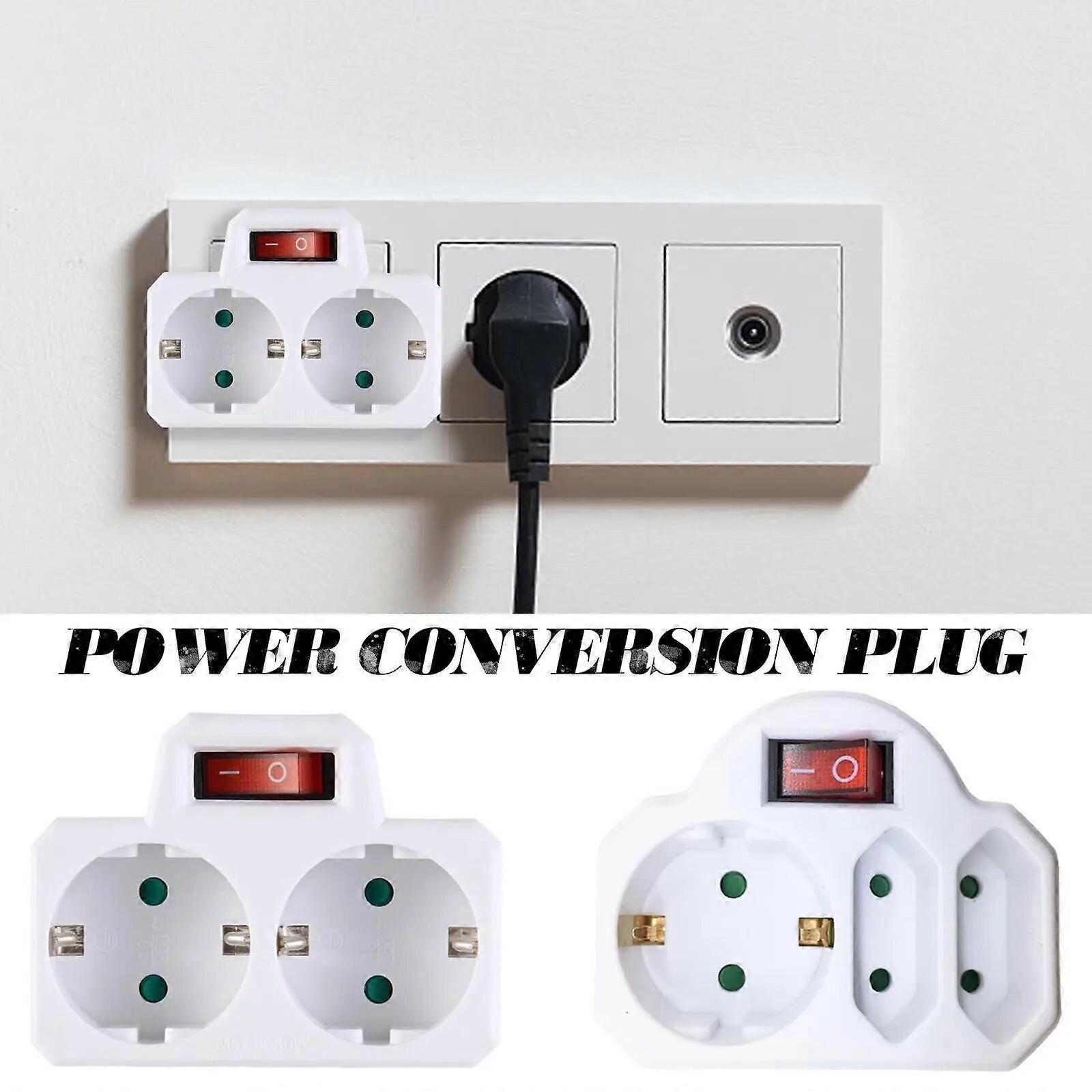 250V EU Standard Multiple Plug 16A Double Socket Power Adapter Conversion Socket With Outlet Switch Plug Power