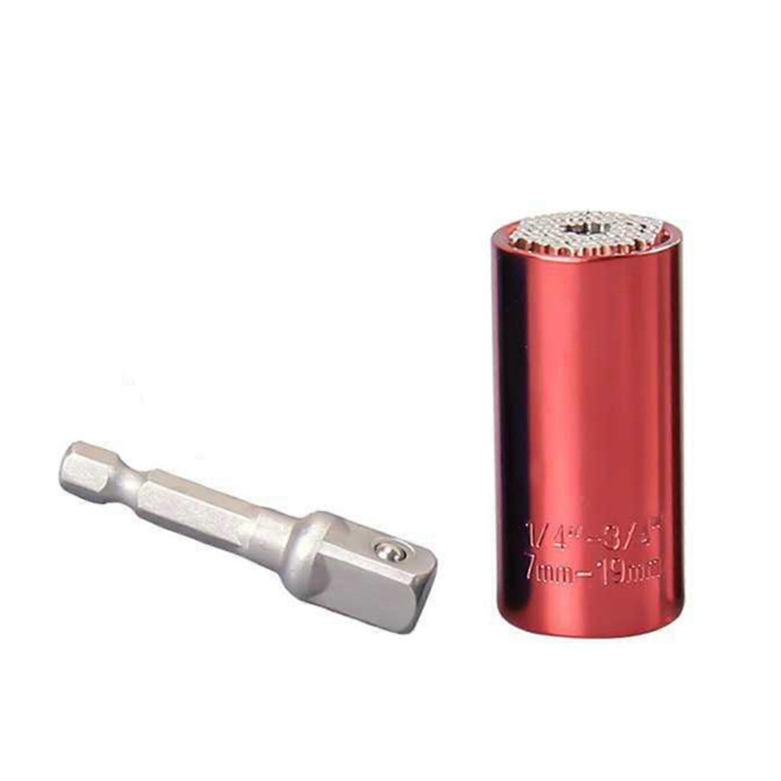 Universal Grip Socket Set Metric 7mm-19mm with Multi-Function Power Drill Adapter