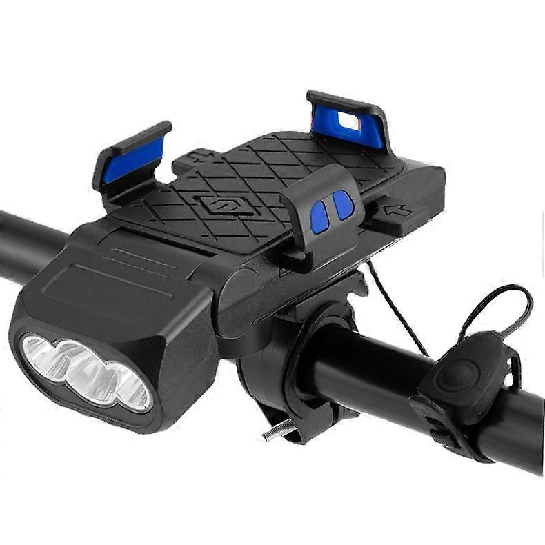 3 in 1 USB Rechargeable Multi-Function Bike Light with Power Supply and Mobile Phone Holder, 180 Degree Rotatable Bike LightBlue,2024 Ping