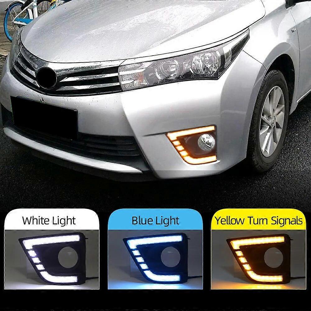 1Pair Car LED Daytime Running Light for Toyota Corolla 2014 2015 2016 DRL Flowing White Day Light Turn Signal Light Fog Lamp