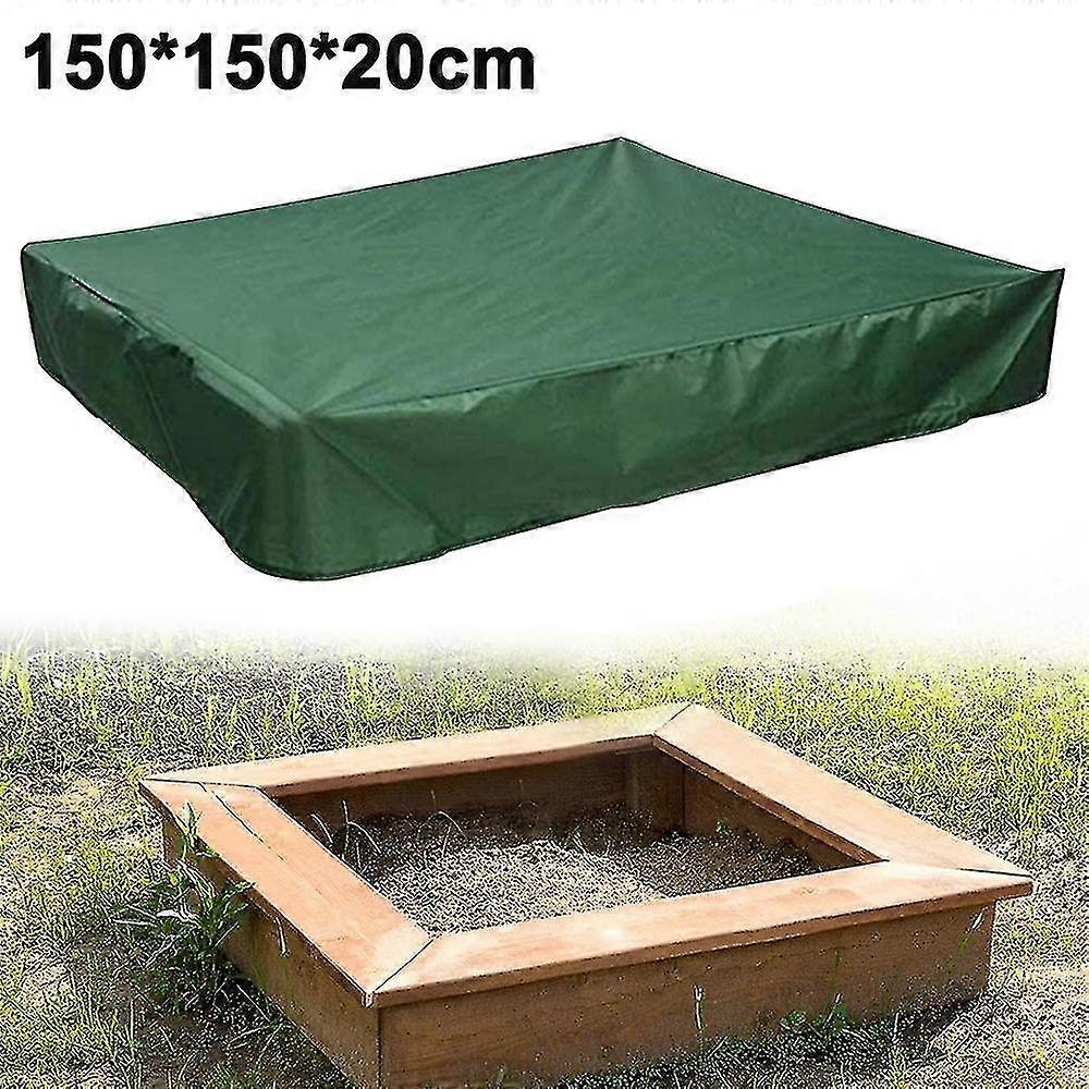Sandbox Cover With Drawstring, Square Protective Cover From Dust And Rain(150*150*20cm Green)
