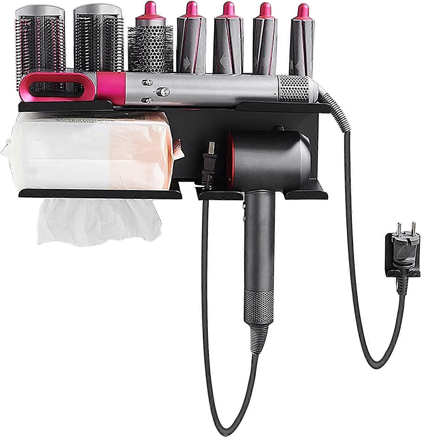 حامل مثبت على الحائط لمصفف الشعر دايسون إيرراب ، لمجفف الشعر دايسون سوبرسونيك ، رف تخزين حمام غرفة نوم 2 في 1 مثبت على الحائط