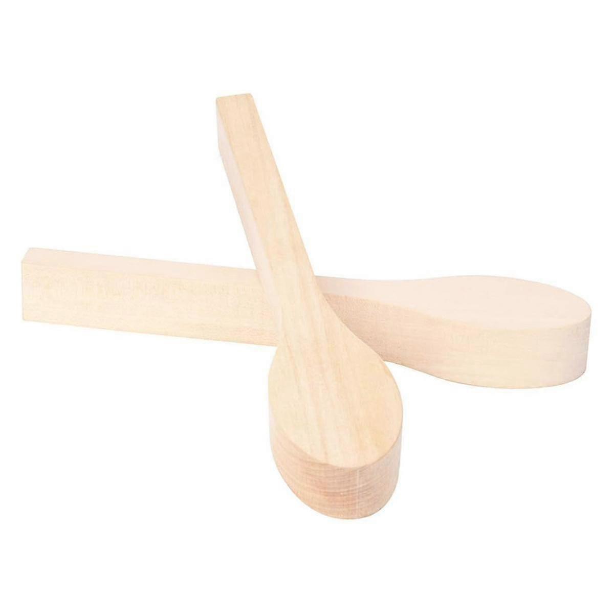 2 Pack Wood Carving Spoon Blank Beech Unfinished Wooden Craft Whittling Kit for Beginner Kids