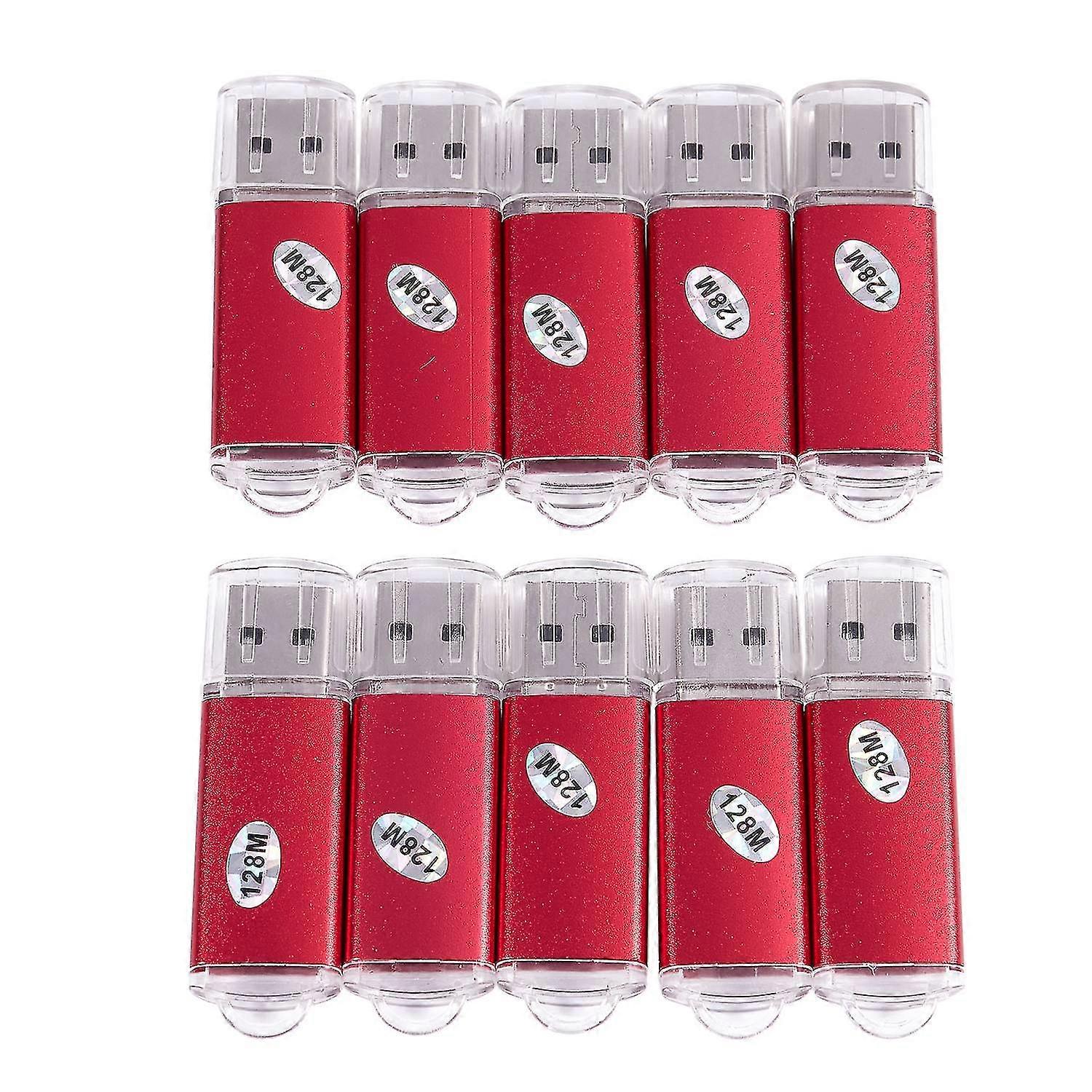10pcs Usb Flash Drive 128 Mb Key Chain Flash Memory Drive U-disk For Win 8 Pc Gift, Red