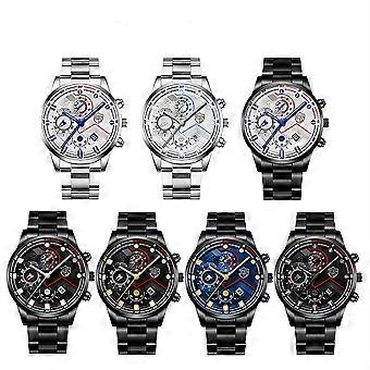 Wasserdichte Herrenuhr Klassische Edelstahl-Quarz-Leucht-Luxus-Armbanduhr