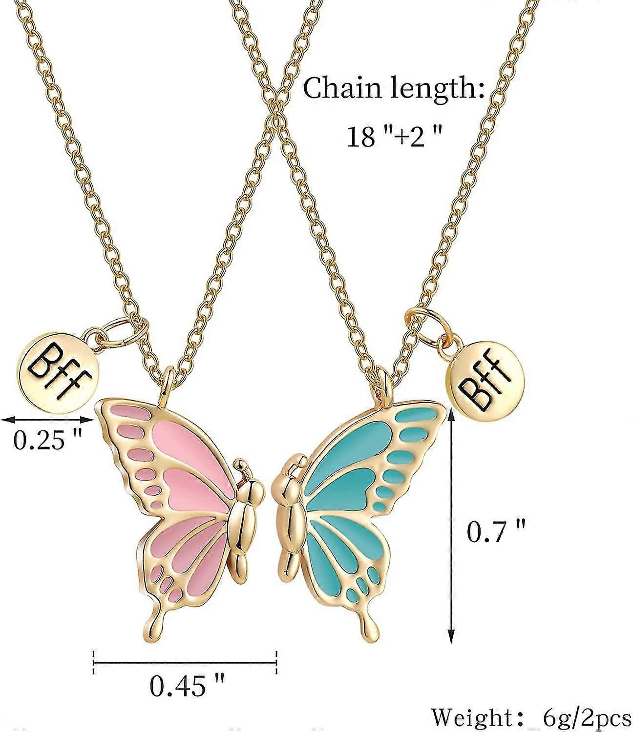 Smalt Butterfly Bff náhrdelníky pro 2, přátelství náhrdelník pro nejlepšího přítele narozeninový dárek silver