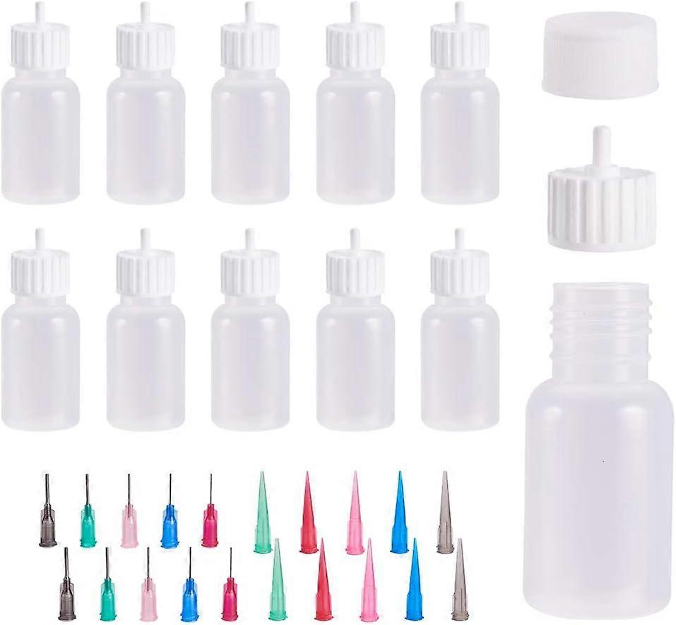 10 Packs 1 Ounce Multi Purpose DIY Precision Tip Applicator Bottles with 20 Caps 20 Tips - DIY Quilling Glue Applicator Bottle