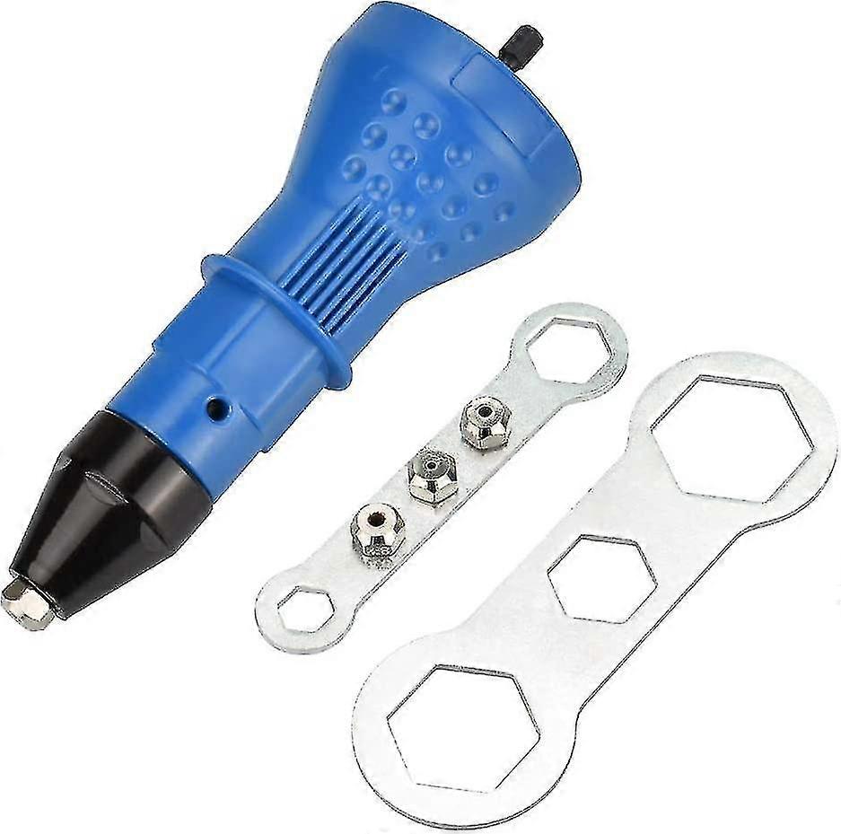 Stainless Steel Riveter Adapter Electric Riveter Gun Riveting Tool With Nozzle And Wrench For Oven, Kitchen, Diy (blue)