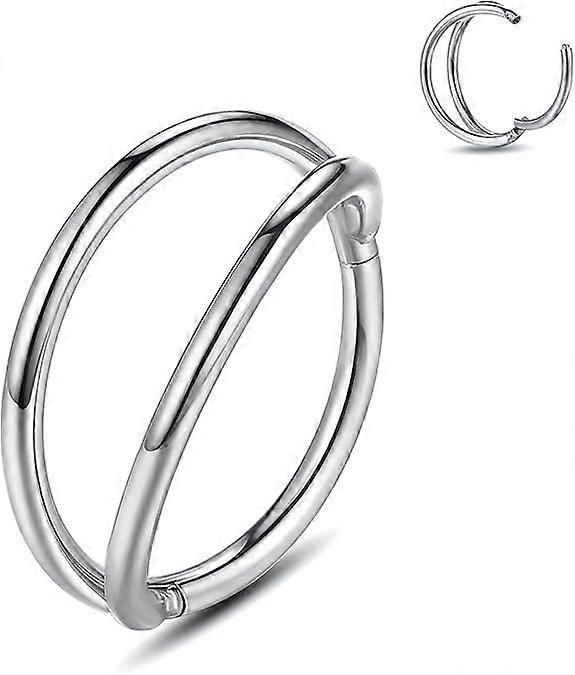 3PCS Nose Rings Lip Septum Clicker : Triple/Double Open Stack Conch Daith Piercing Jewelry Cartilage Earring Hoop Surgical Steel Conch Earring 1.2*8