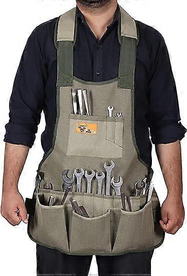 Supper Tool BIB Work Apron 16 Pocket Durable, Duck Cotton Canvas Workshop Apron With Comfortable Shoulder Strap